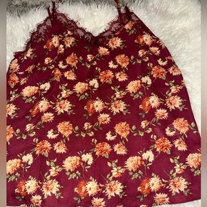 Forever 21 size Medium Polyester Floral tank with lace trim.